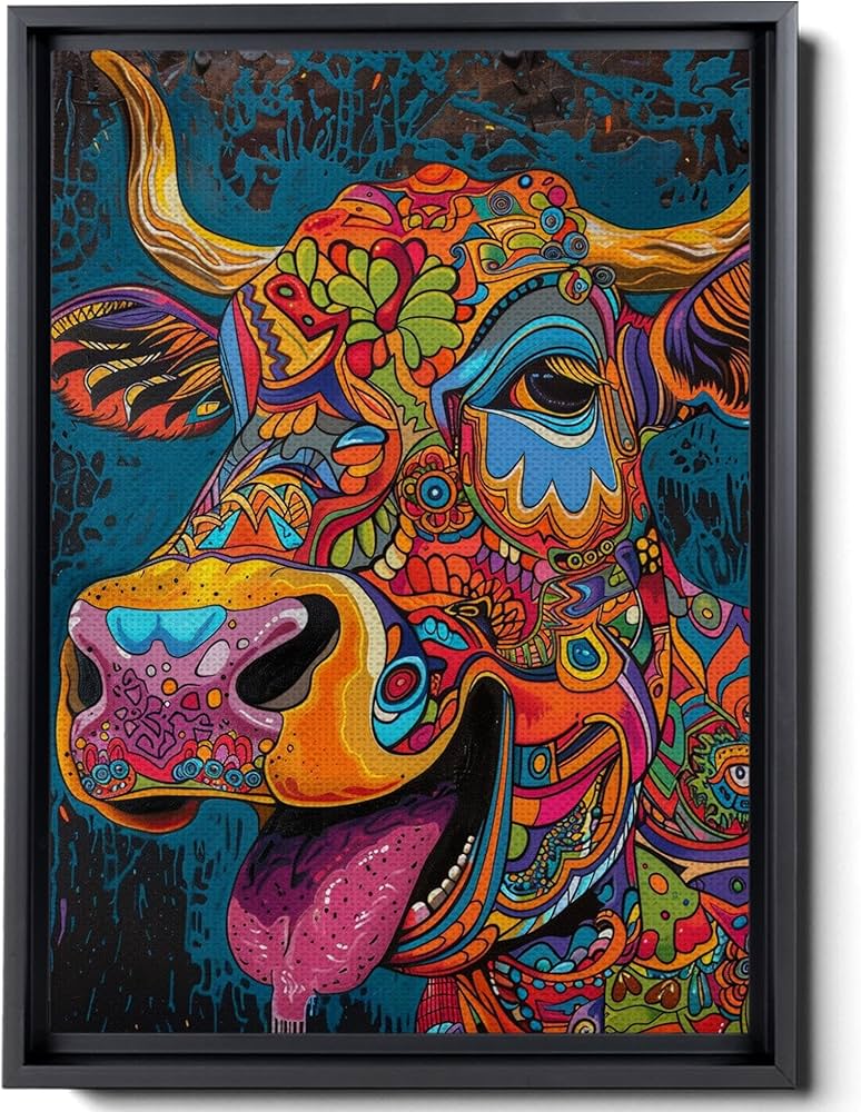 Amazon.com: Colorful Cow Wall Art, Nursery Room Decor, Farm Cow