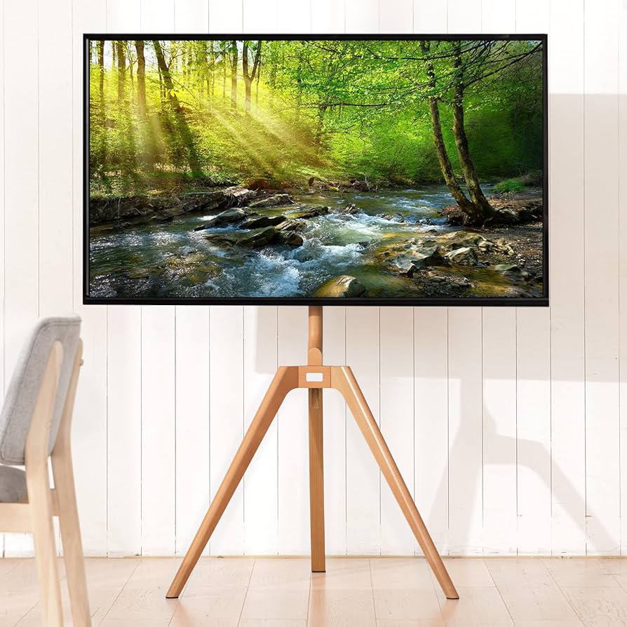 Amazon｜テレビスタンド 三脚 ハイタイプ 壁寄せ 配線隠し (ナチュラル