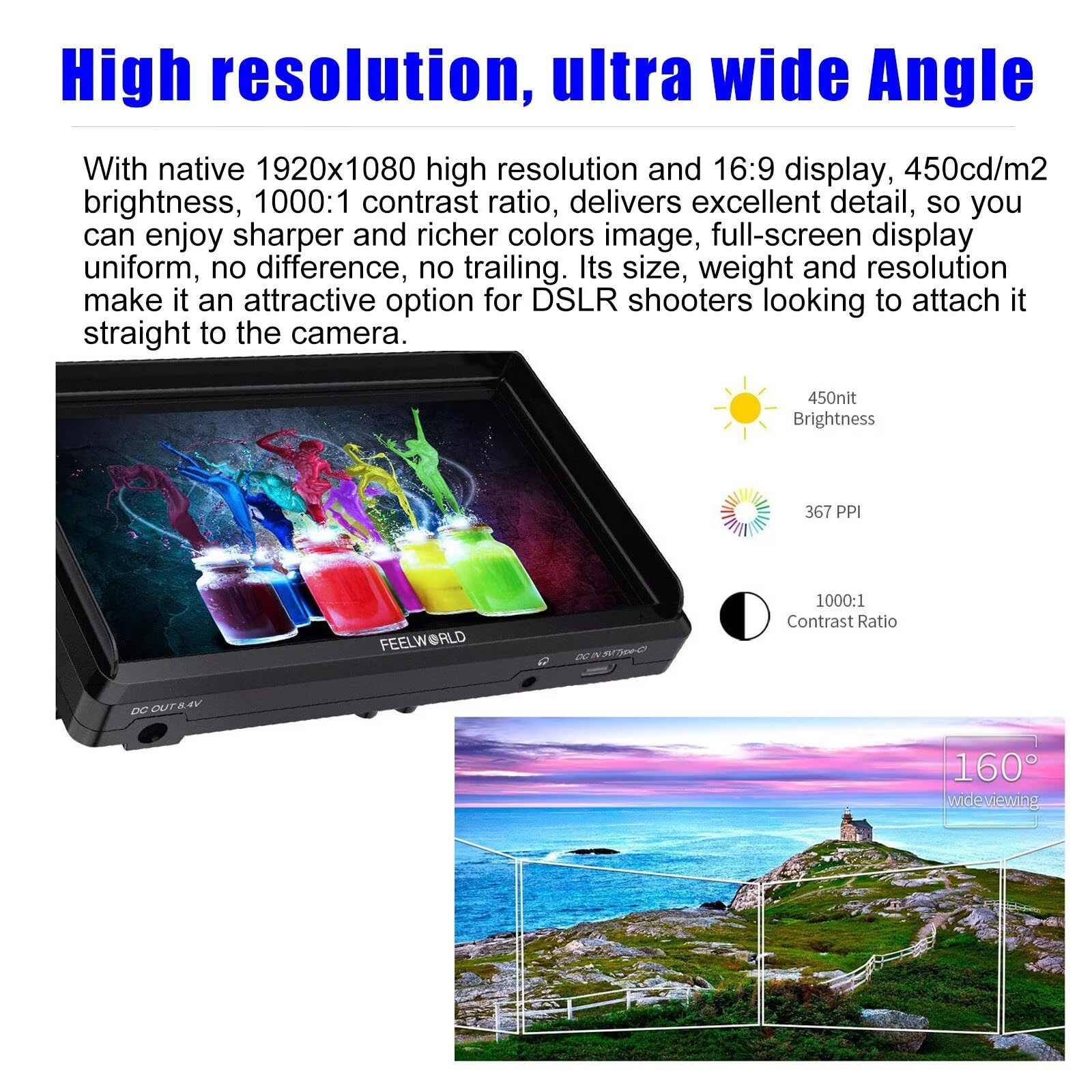 Amazon.com : FEELWORLD FW568 V3 6 inch On-Camera Field Monitor, 3D