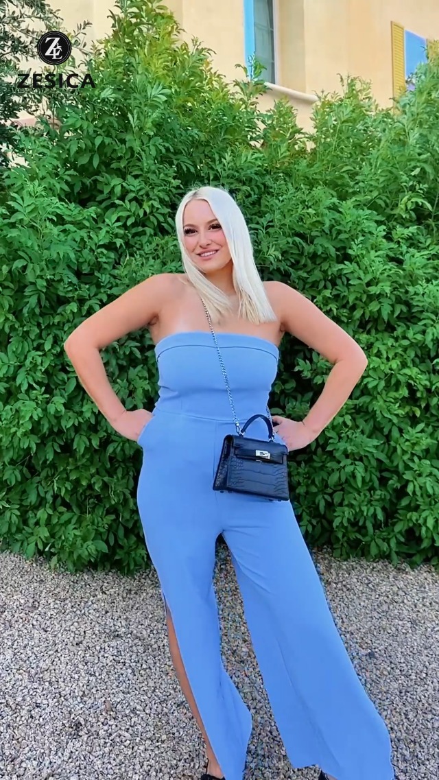 Amazon.com: ZESICA Women's Strapless Jumpsuit Casual Off Shoulder