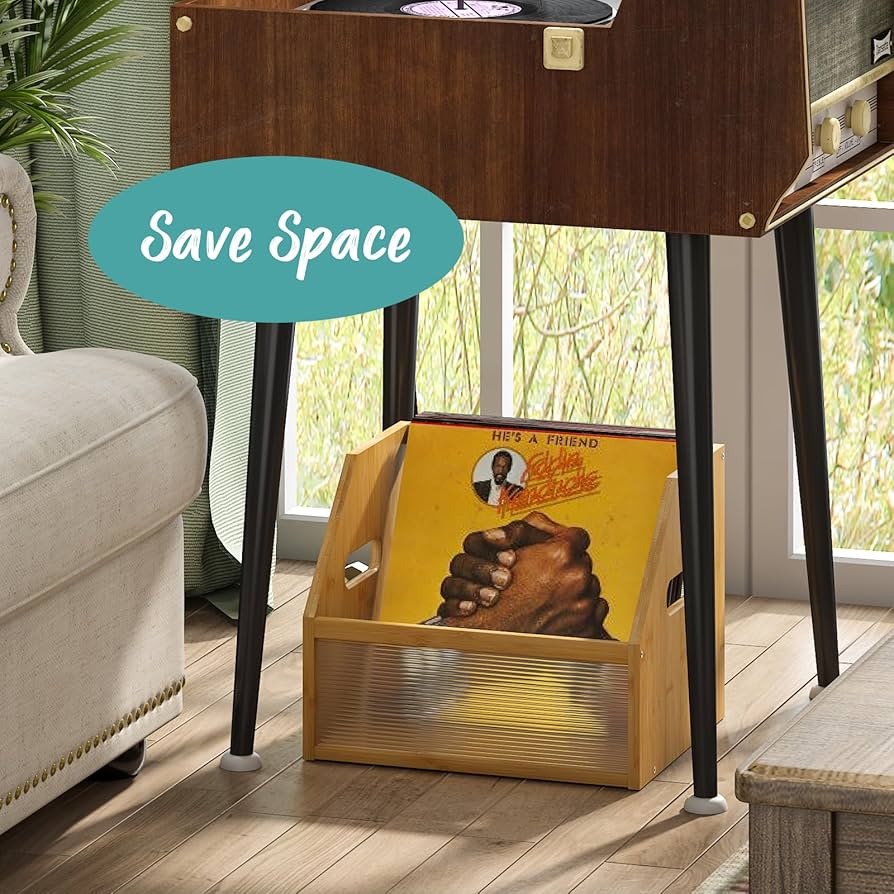 Amazon.com: Vriccc Vinyl Record Storage Box, Bamboo Wood Record