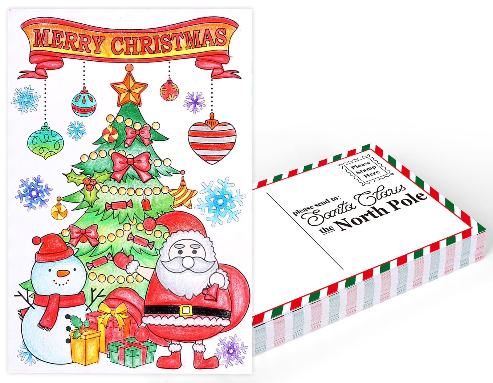 Amazon | Whaline 50枚パック ブランク クリスマス ぬりえ ポスト