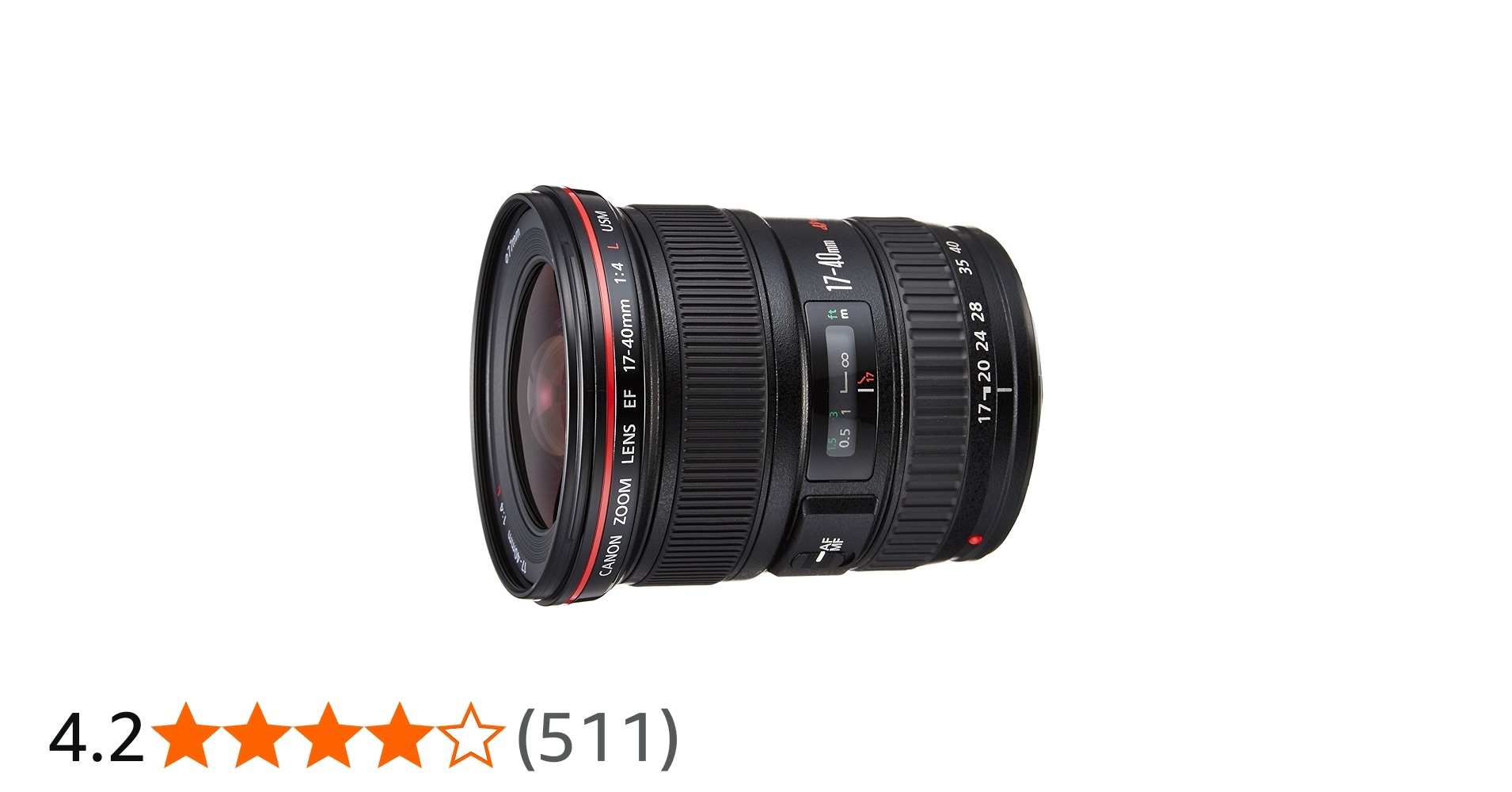 Canon EF 17-40mm F/4.0L USM Zoom Lens for Canon DSLR Camera Black