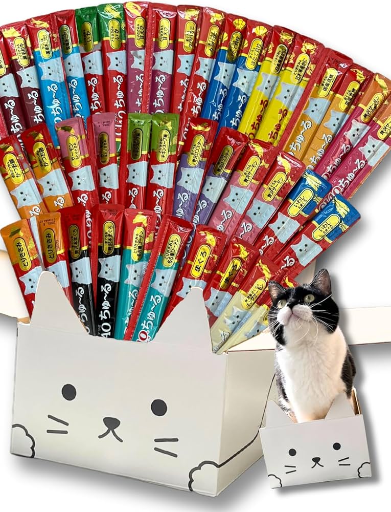 Amazon | ちゅ一る 詰め合わせセット！猫ちゃんが入れるネコ耳BOXつき