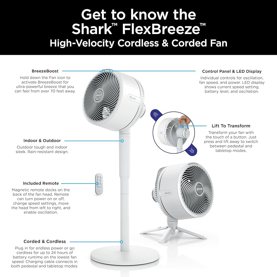 Amazon.com: Shark FlexBreeze Pedestal & Tabletop Oscillating Fan