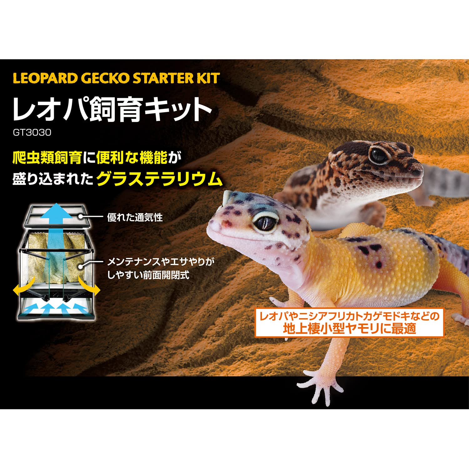 Amazon | GEX EXOTERRA レオパ飼育キット GT3030 爬虫類用ガラスケージ
