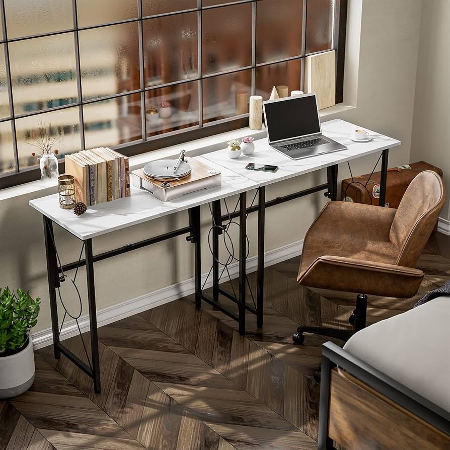 Amazon | FryLR 折りたたみデスク 大理石柄 組み立て不要 80*40*70CM