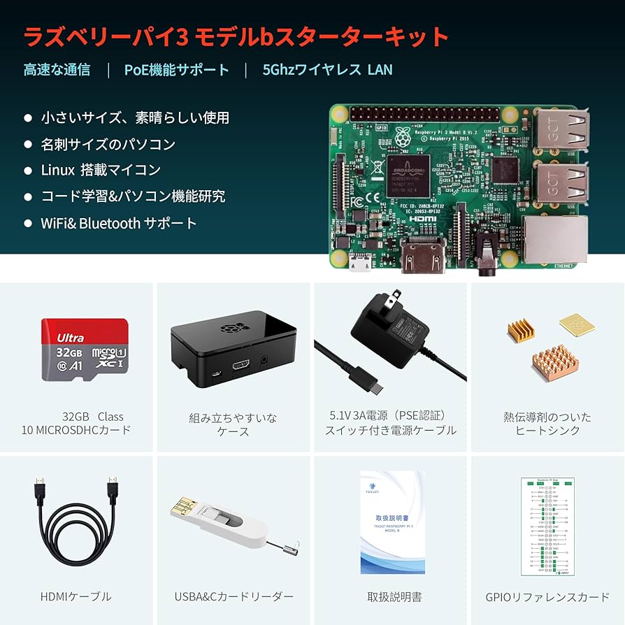 Amazon.co.jp: TRASKIT Raspberry Pi 3 Model B Starter Kit