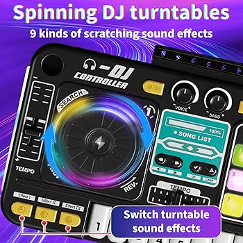 Amazon.com: Kids DJ Mixer Board Controller Toy Set with Turntable