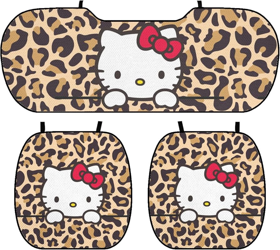 Amazon | ハローキティ 豹柄 ヒョウ 紋 車用 シートカバーセット 3枚組