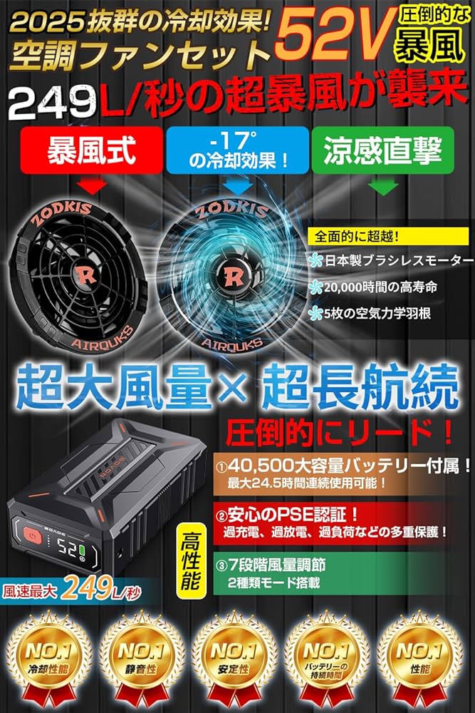 Amazon.co.jp: 52V超暴風 ファンバッテリーセット 40500mAh大容量