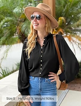 ZESICA Women's Floral Print Blouse 2026 Long Sleeve Button Down