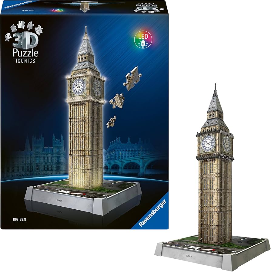 Amazon.com: Ravensburger Iconics: Big Ben 3D Puzzle with Light for