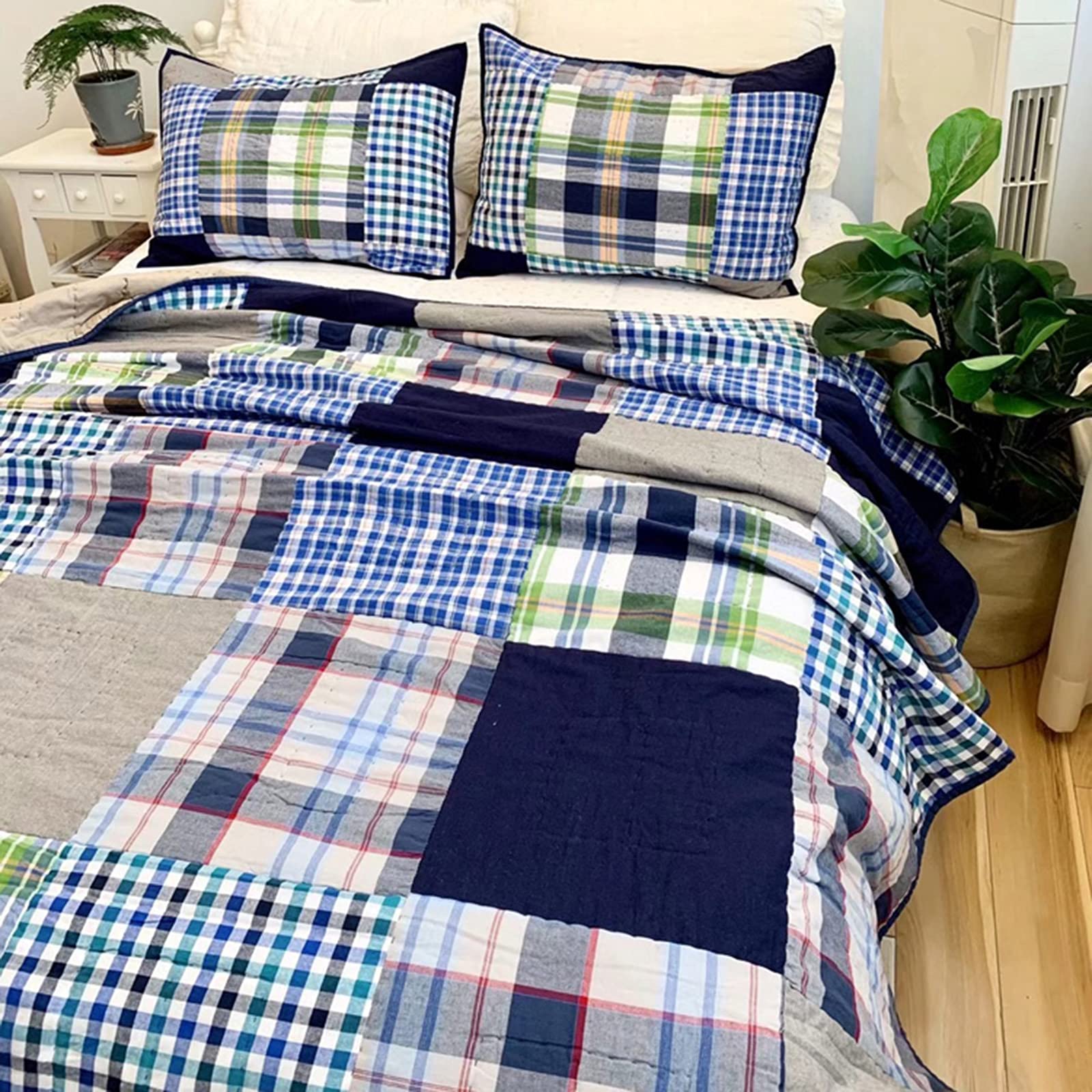 Amazon｜シャビーシックハンドメイドパッチワークベッドスプレッド