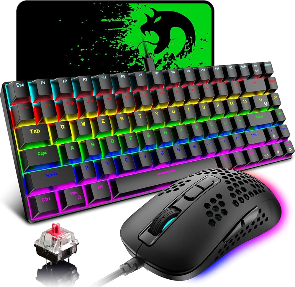 Amazon | ゲーミングキーボード メカニカル 赤軸 84キー Type-c有線