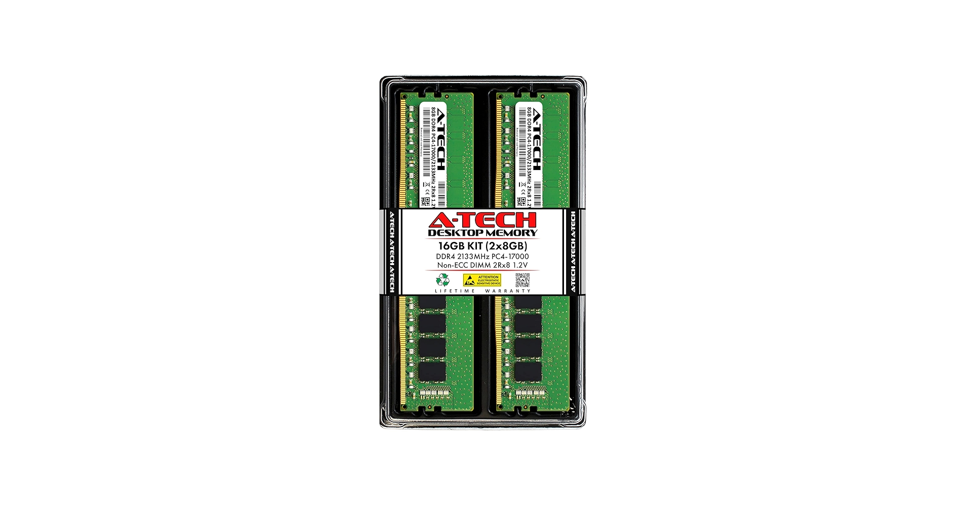 A-Tech 16GB (2x8GB) DDR4 2133MHz DIMM PC4-17000 UDIMM Non-ECC 2Rx8