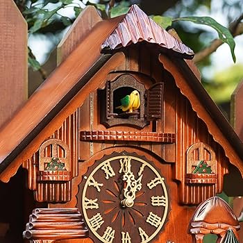Ninefish Black Forest Clock,Cuckoo Clock with Automatic Night Mode