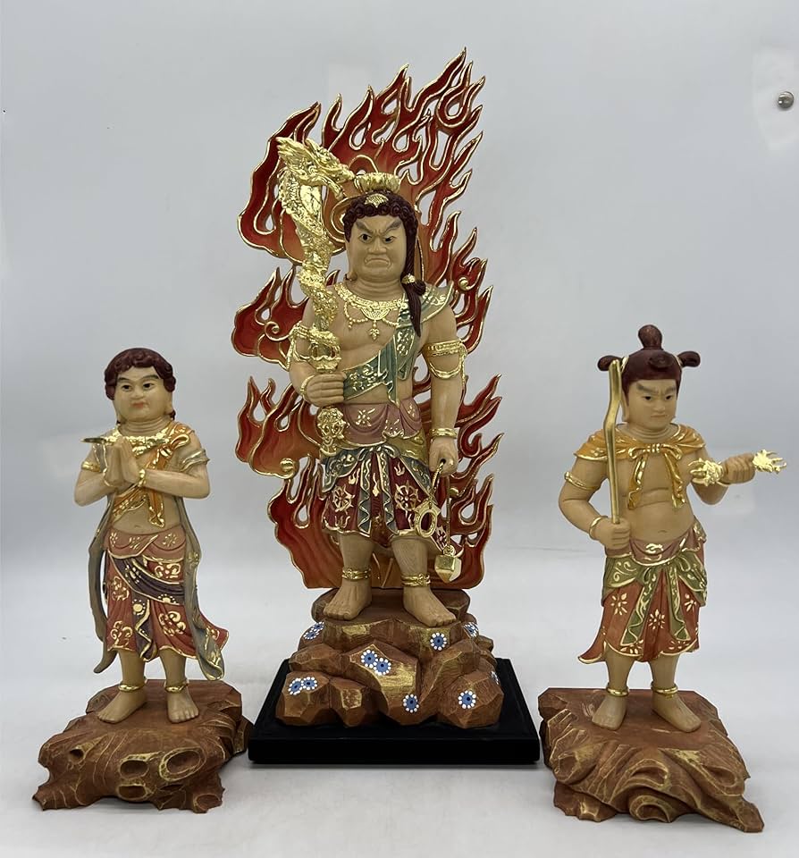 Amazon｜仏像 不動三尊像 立像 不動明王 脇侍 羯羅（こんがら）童子 制