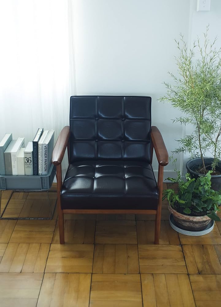 カリモク】Kチェア スタンダードブラック ワイドアーム 1Pソファ B