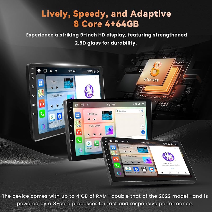 Amazon.com: Fuluku【8 Core 4+64GB】 9 Inch Android Double Din Car