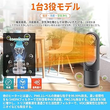 Amazon.co.jp: セラミックヒーター 【 冷暖両用・空気浄化 】タワー