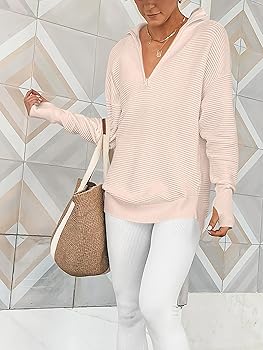 ANRABESS Womens Long Sleeve Quarter Zip Pullover Sweater Casual