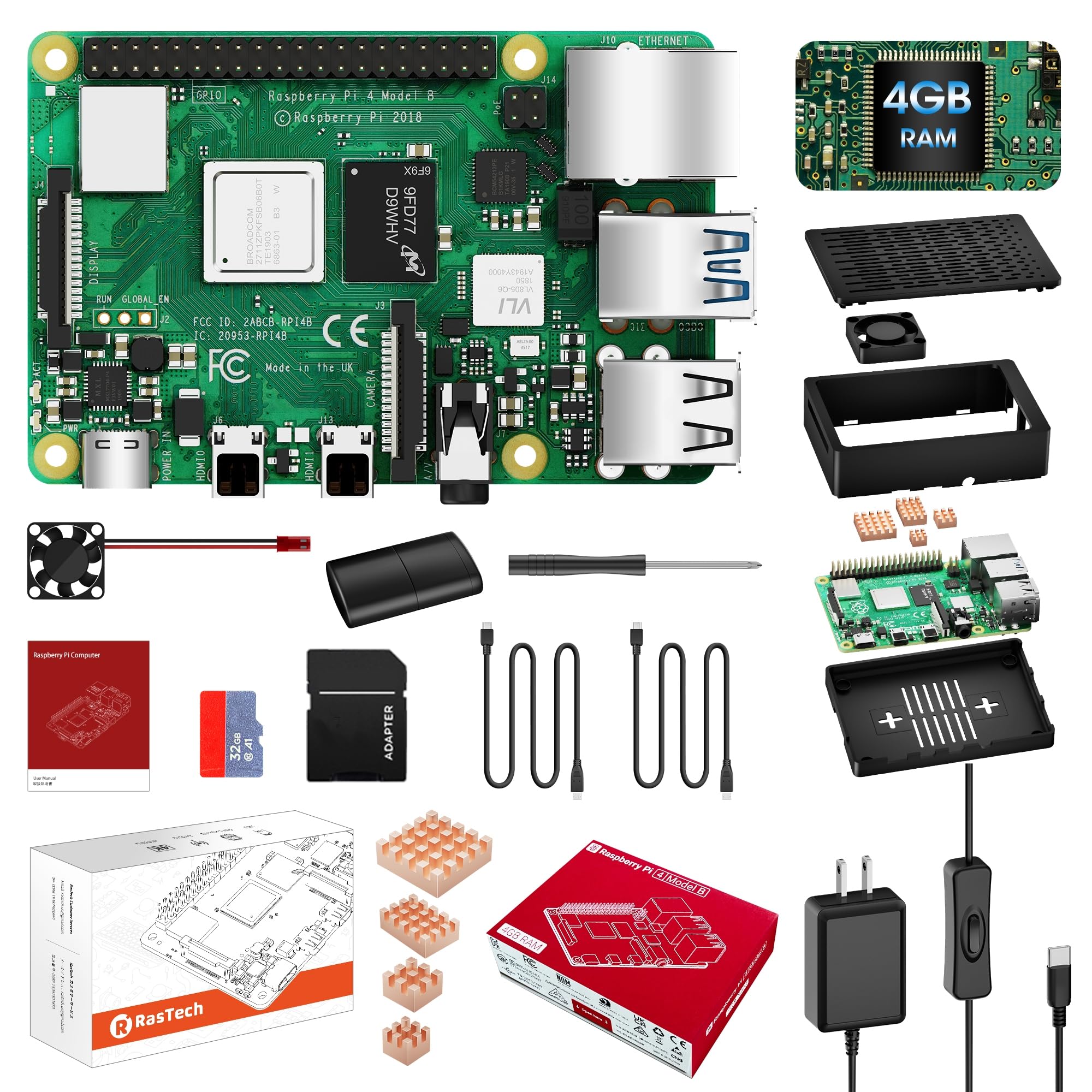 Amazon.co.jp: RasTech Raspberry Pi 4 Model B(RAM 4GB) Pi4 4gb