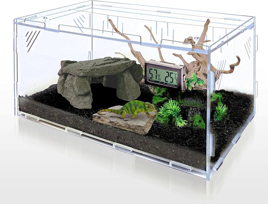 Amazon | Ghims 爬虫類 ケージ 飼育ケース 温度湿度計付き 昆虫飼 透明