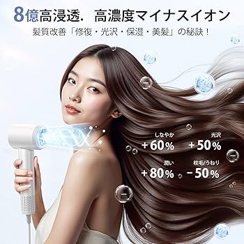 Amazon.co.jp: ドライヤー【革新版・20sで速乾!・8億イオン髪質改善