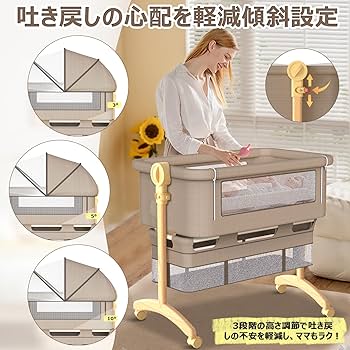 Amazon.co.jp: 【2025年新モデル】ベビーベッド 添い寝ベッド ゆりかご