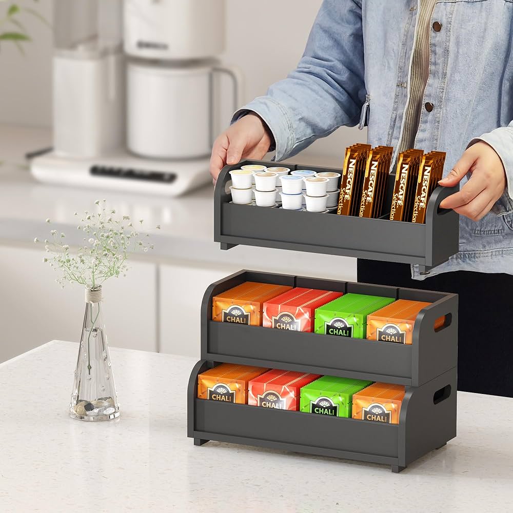 Amazon.co.jp: ティーバッグホルダーオーガナイザー収納ボックス - 竹