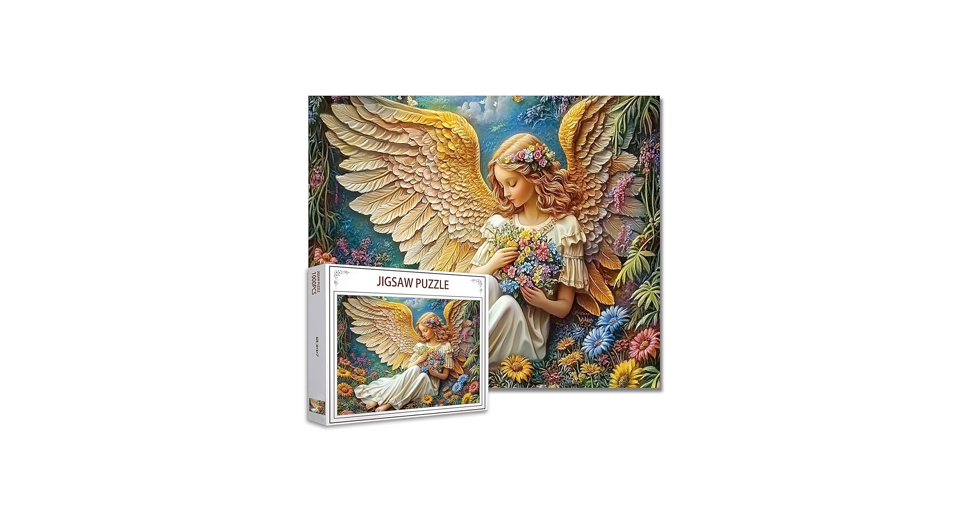 Amazon.com: 3D Embossed Oil Painting Angel Jigsaw Puzzle - 1000