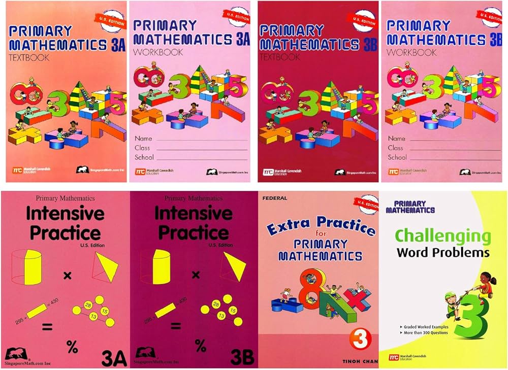Singapore Math Primary Mathematics Complete Grade 3 Set (8 Books