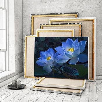 Amazon | 二つの青い蓮の花 数字油絵 リアルな植物のイラスト 数字