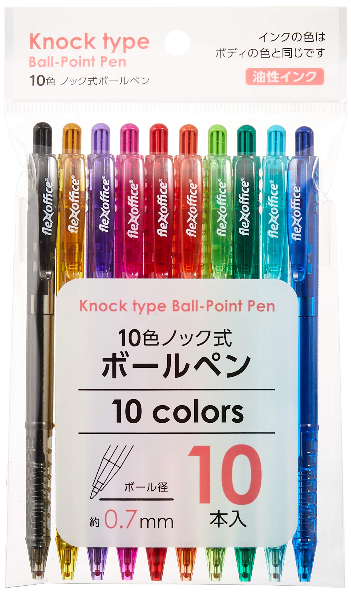 Amazon | サンノート ノック式 カラーボールペン 1922 10色入 10パック