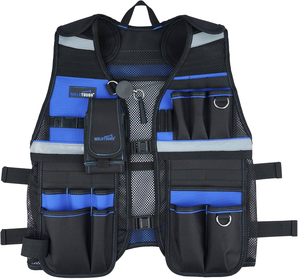MELOTOUGH Tool Vest for Men Reflective Safety Tool Vest with