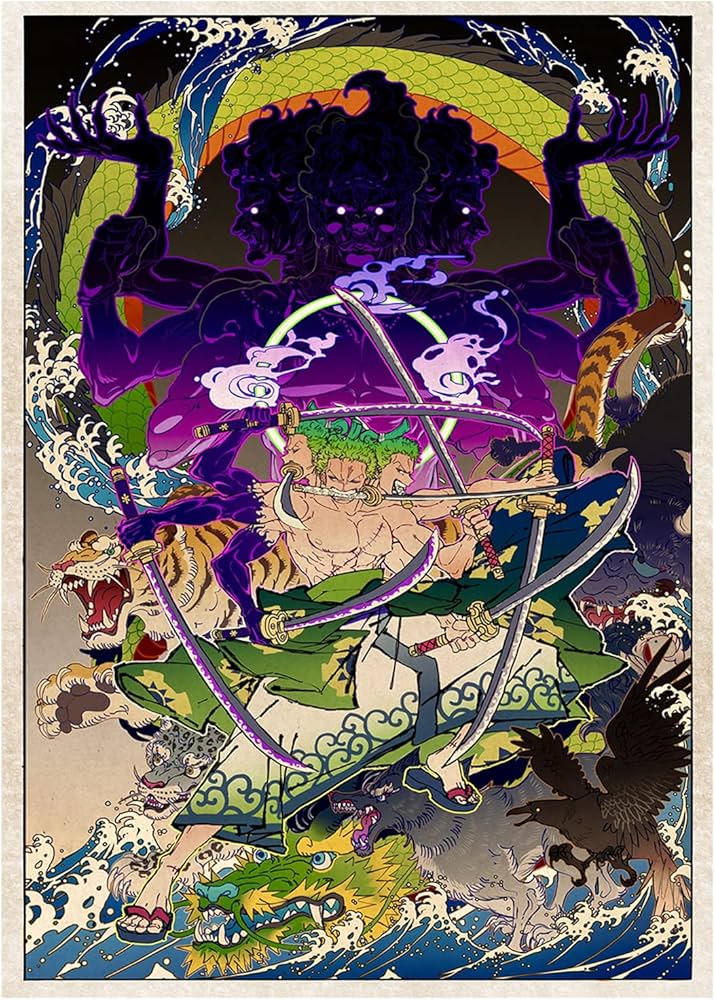 Amazon.co.jp: ORAPICH アニメ ポスター 壁用 浮世絵 キャンバス 絵画