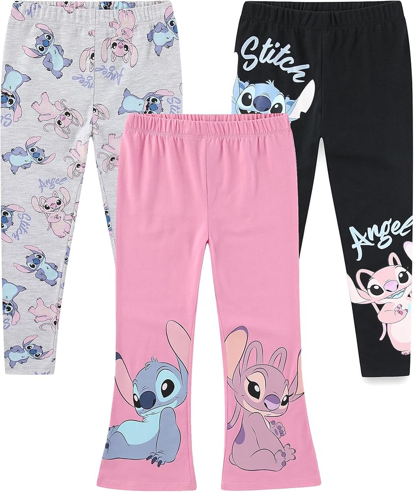 Disney Lilo & Stitch Girls 3 Pack Legging Pants Set for Little