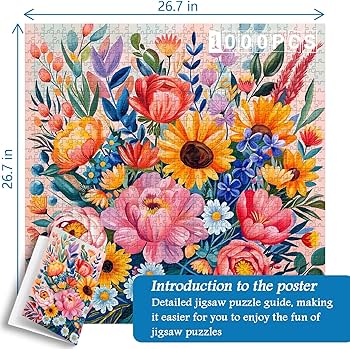 Amazon | PICKFORU フラワーパズル 大人用 1000ピース カラフルな春の