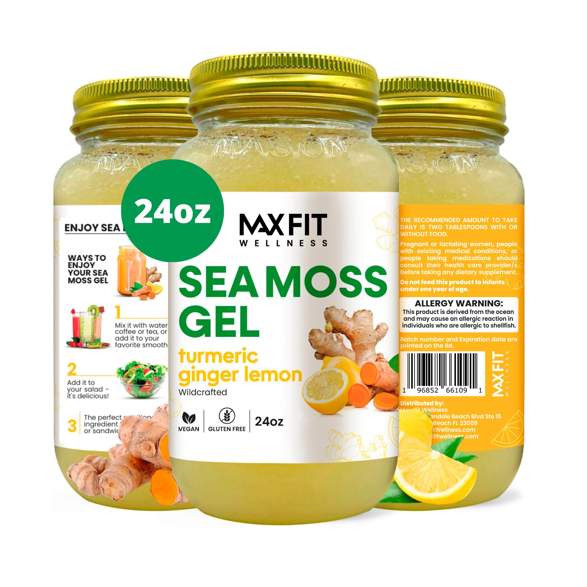 Amazon.com : MAX FIT Sea Moss Gel Turmeric Ginger Lemon (25