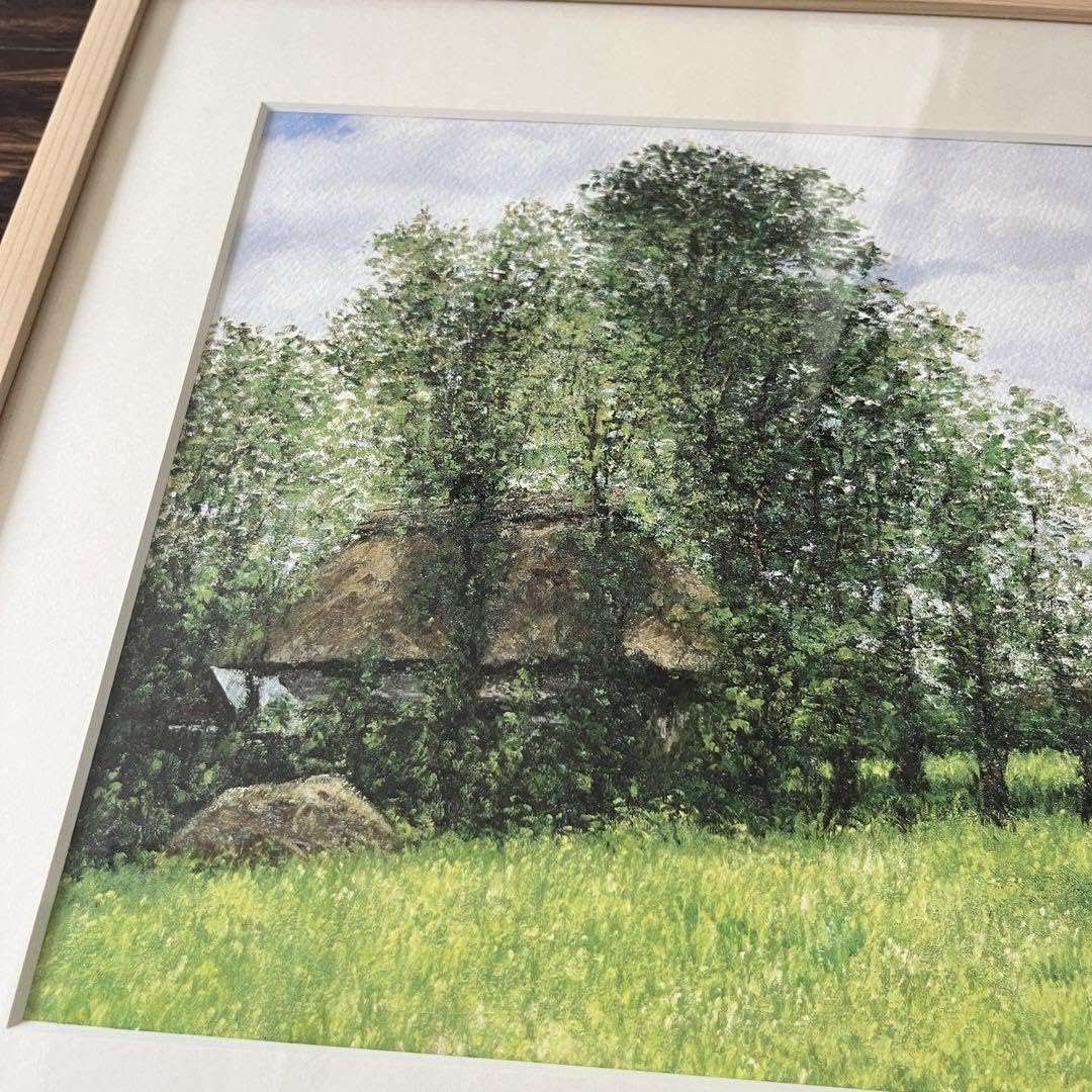 向井潤吉 草原六月 複製画 世田谷美術館 共同印刷 額装 限定 風景画 F