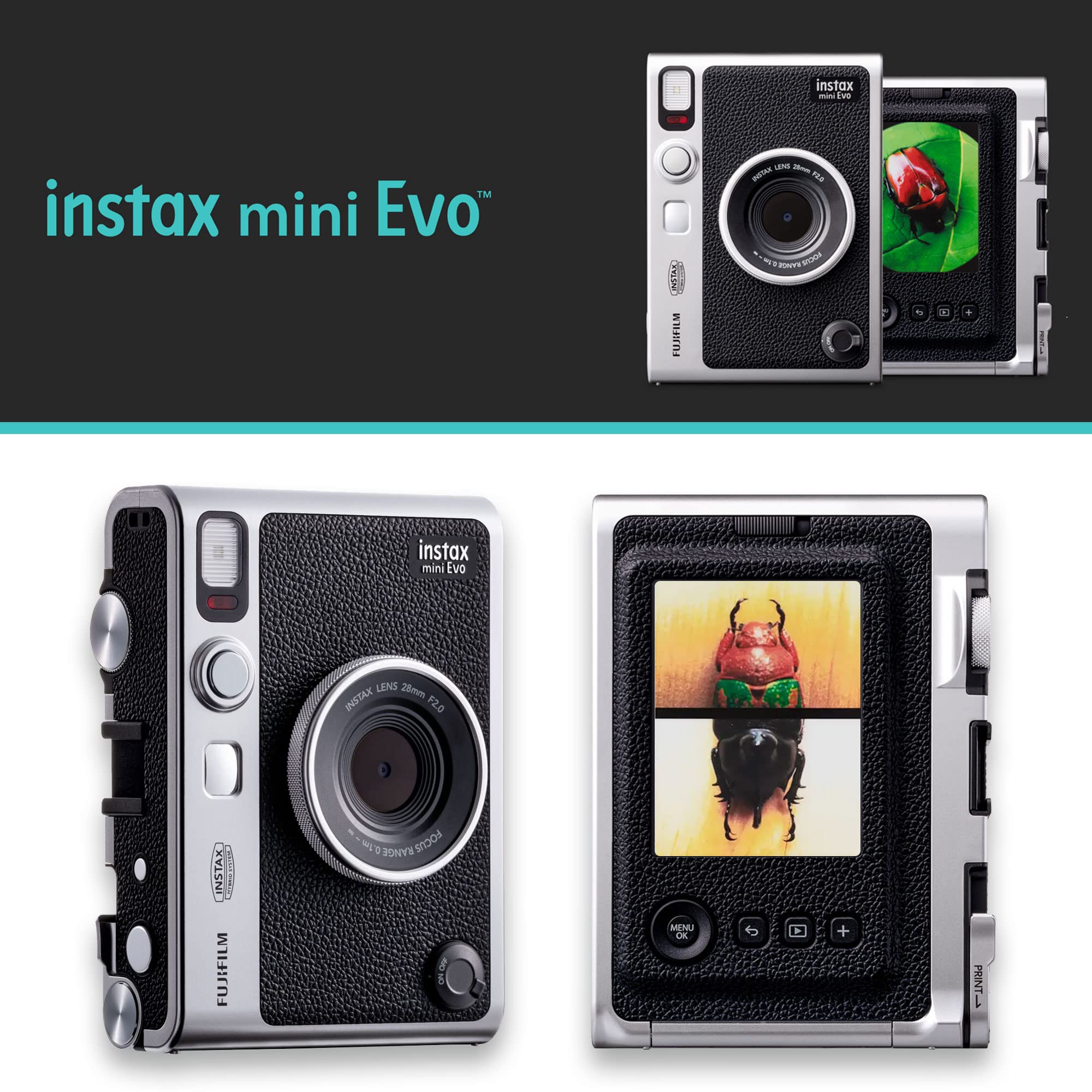 Amazon | Fujifilm Instax Mini EVO ハイブリッドブラックインスタント