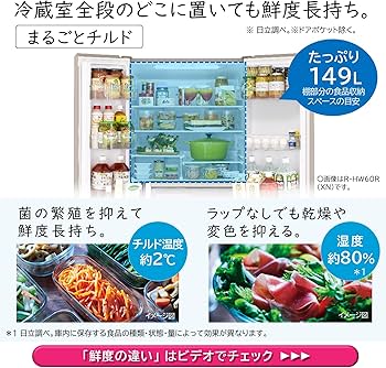 Amazon.co.jp: 日立 冷蔵庫 幅68.5cm 602L クリスタルシャンパン R