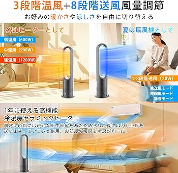 Amazon.co.jp: セラミックヒーター 【泠暖兼用・羽根なし・節電】暖房