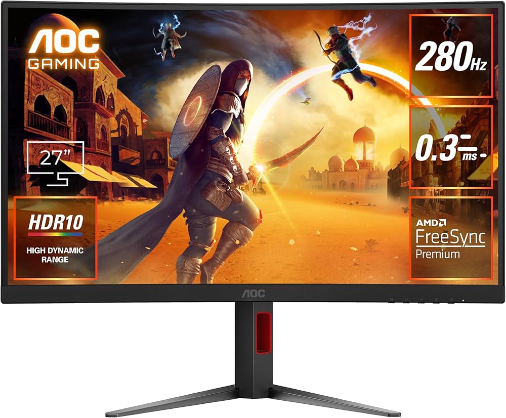 Amazon.co.jp: AOC 湾曲ゲーミングモニター 27インチ, フルHD@280Hz