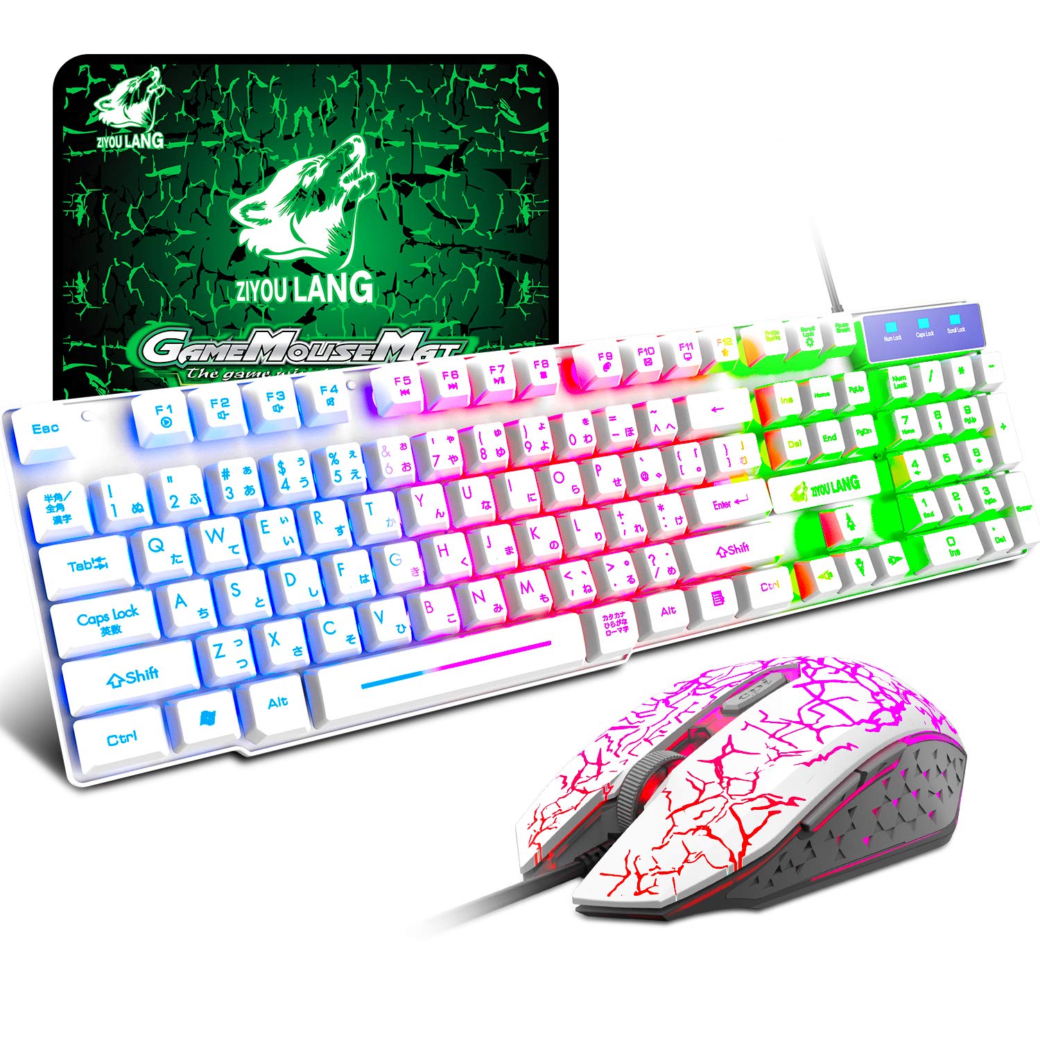 Amazon | UrChoiceLtd×ZIYOULANG ゲーミングキーボード LED有線