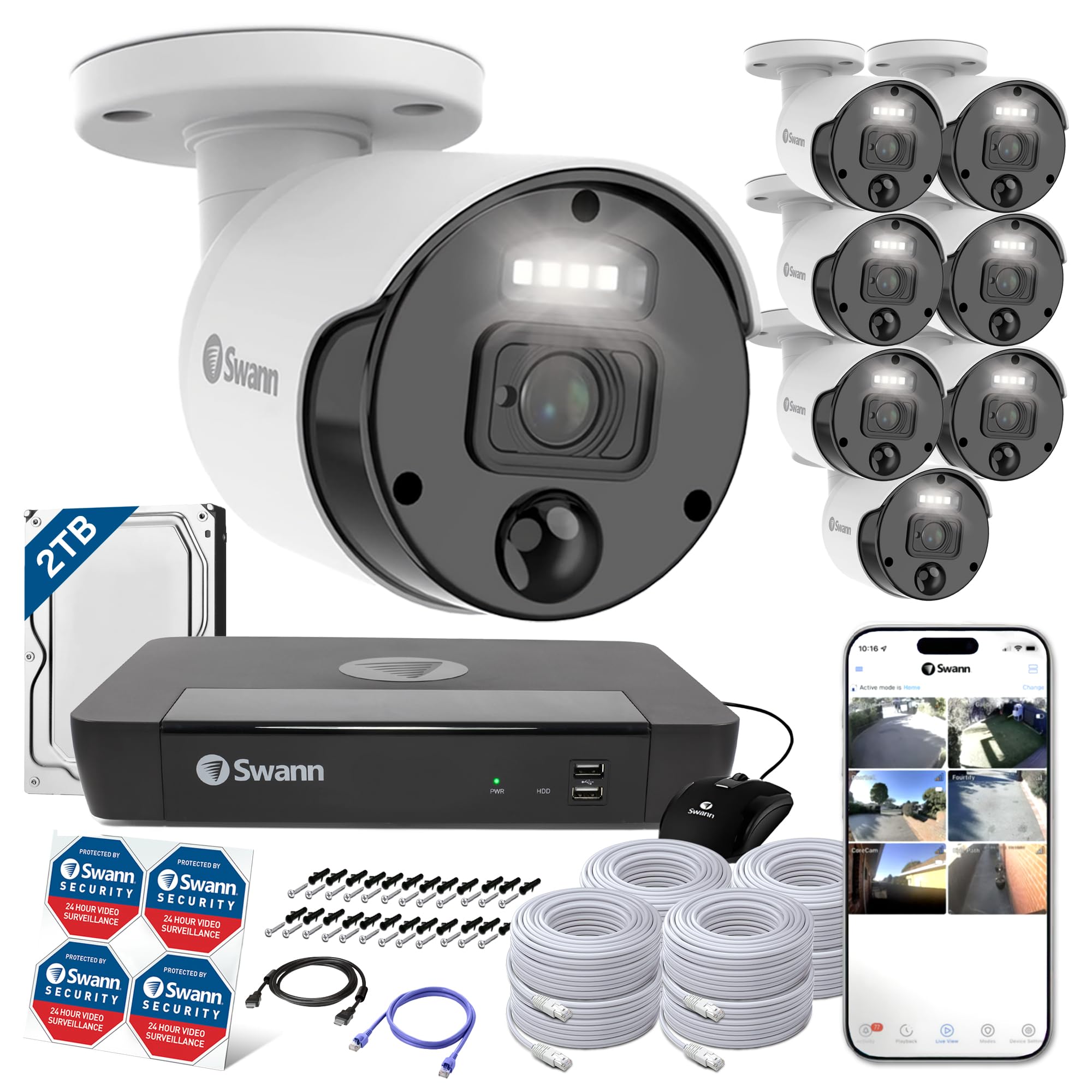 Amazon.co.jp: Swann セキュリティカメラ NVRシステム 8CH 4K 8MP(800