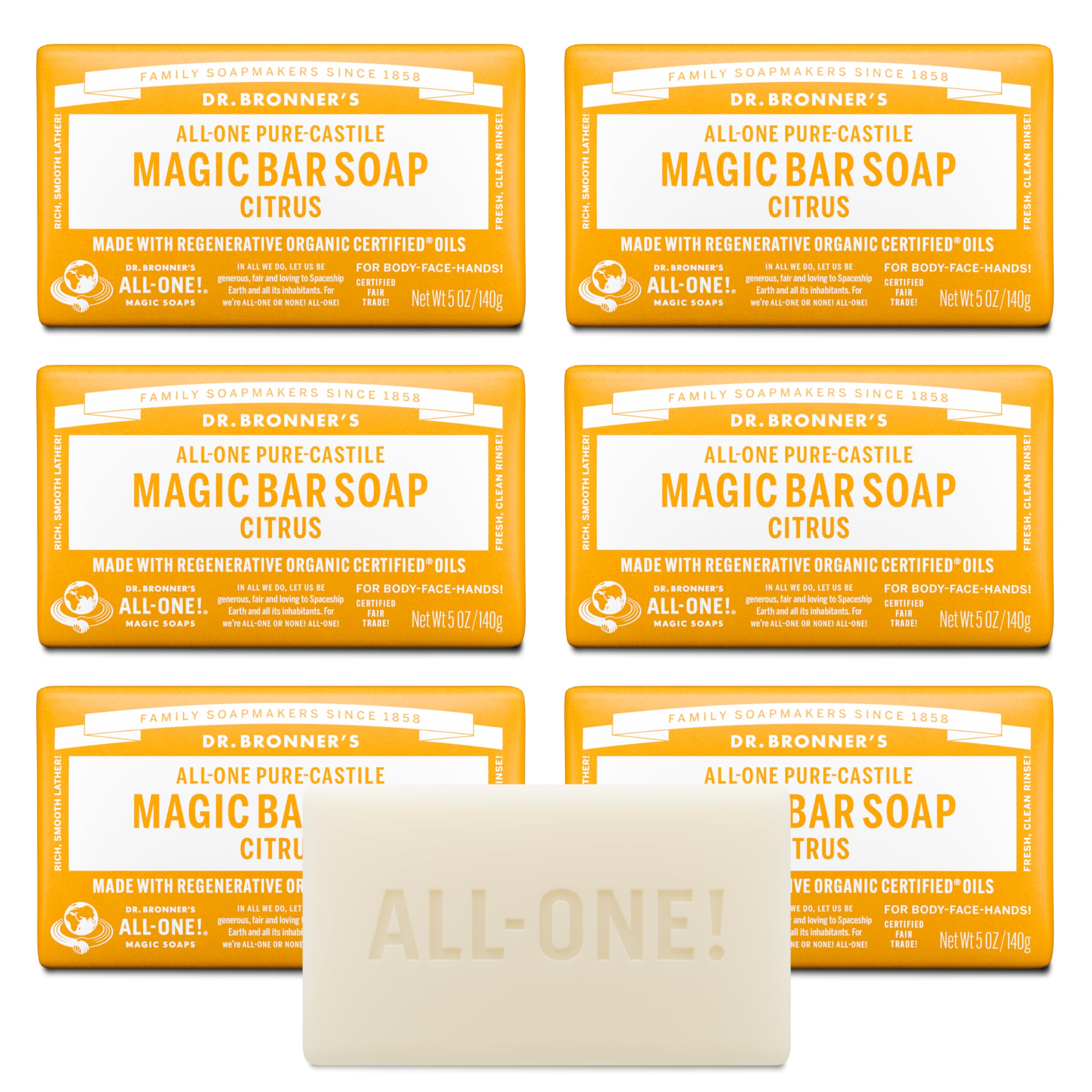 Amazon.com: Dr. Bronner's Pure-Castile Magic Soap Bar (Citrus, 5