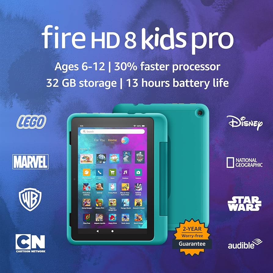 2022 Hello Teal Fire HD 8 Kids Pro Tablet with 32 GB | Amazon