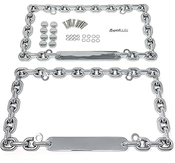 Universal Chrome Mega-Metal Round Chain Link Design License Plate